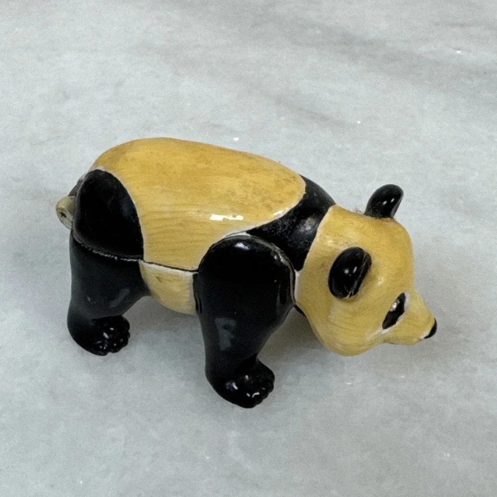 Vintage Monet Enamel Trinket Box Panda Figurine 2